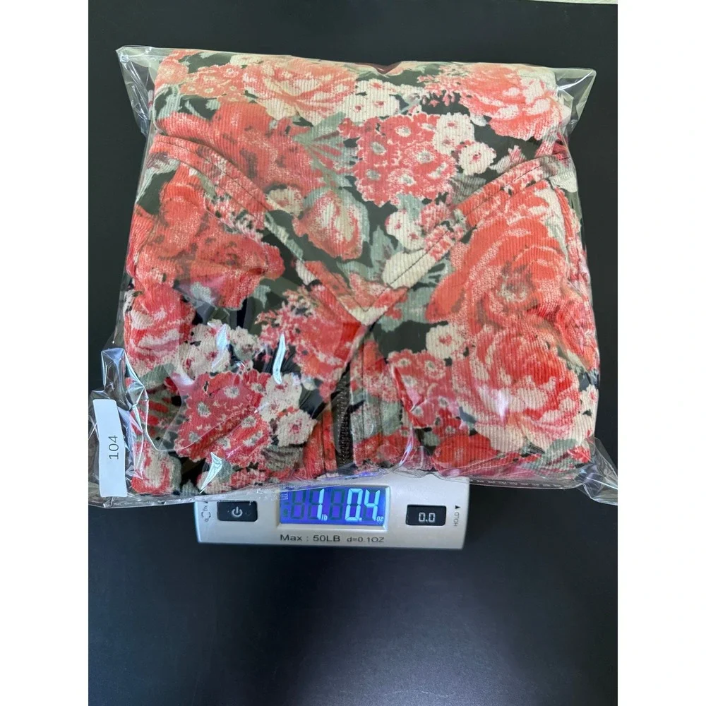 Free People Floral Corduroy Mini Dress Long Sleeve Puff Shoulder Size 8